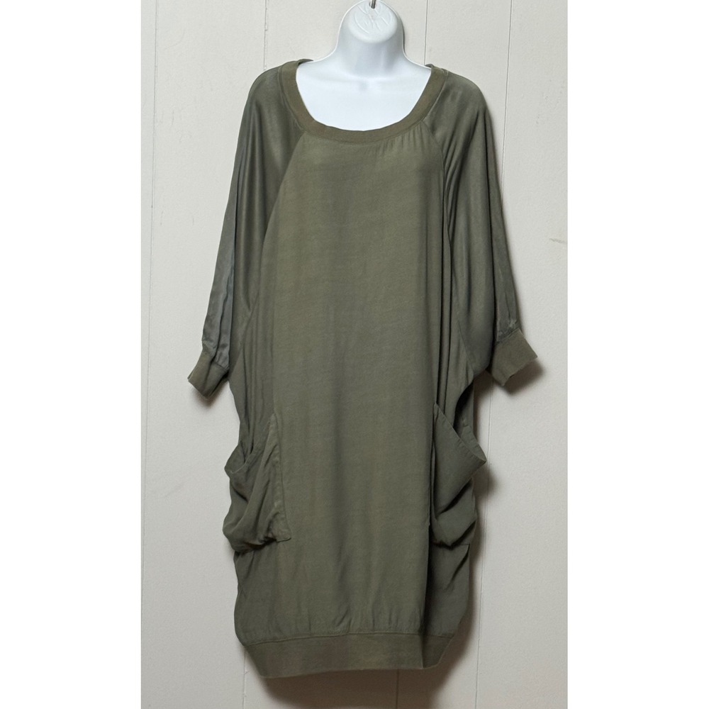 Free People Women's Oversized Tunic Dress Olive Green Boho Pockets Size S